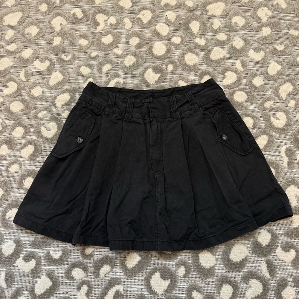 Free People “Pleats To Meet You” Washed Black Pleated Cargo Mini Skirt
